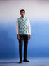Vastramay Men's Mint Green Ethnic Motif Printed Nehru jacket